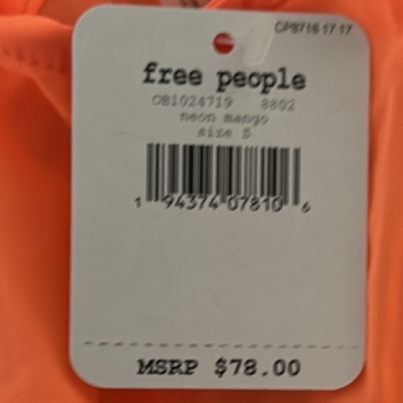 NEW Free People SMALL pretty lil running top neon mango FAST SHIP ✅ FREE GIFT 🎁 - Picture 9 of 9